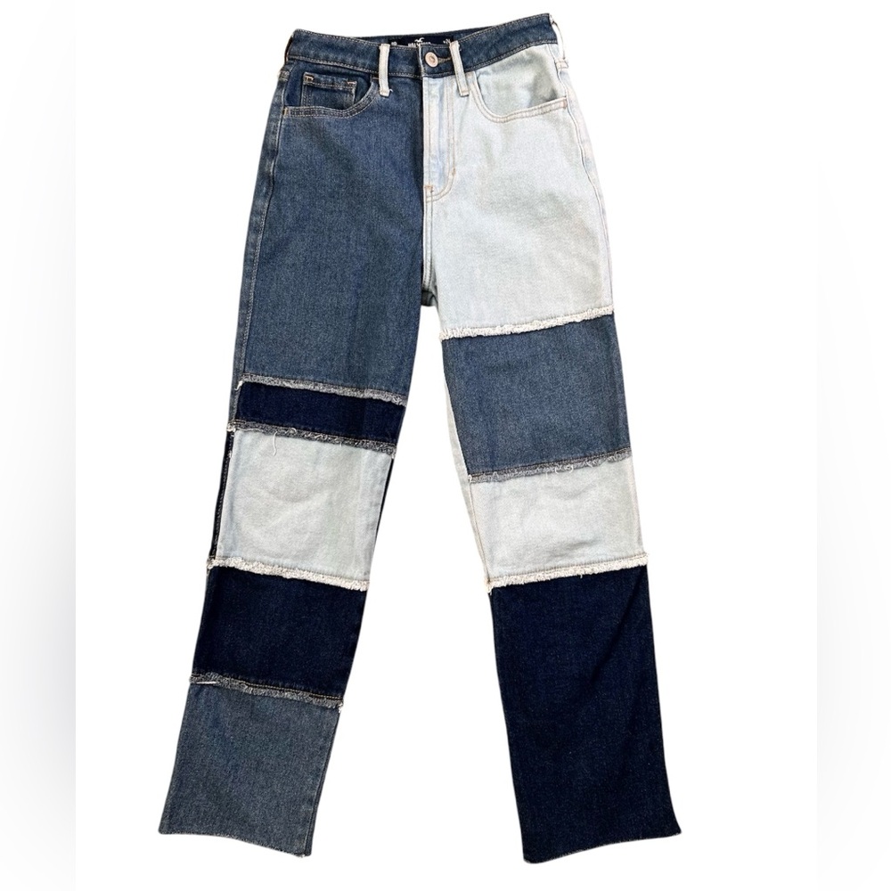 Hollister High Rise Vintage Style Denim Patchwork Jeans